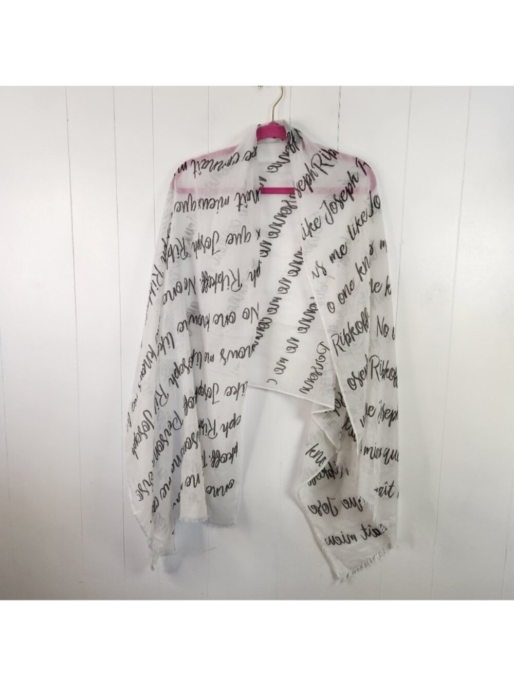 Joseph Ribkoff White Black Sheer Scarf Spring Summer Womens 72"x27" Classy
